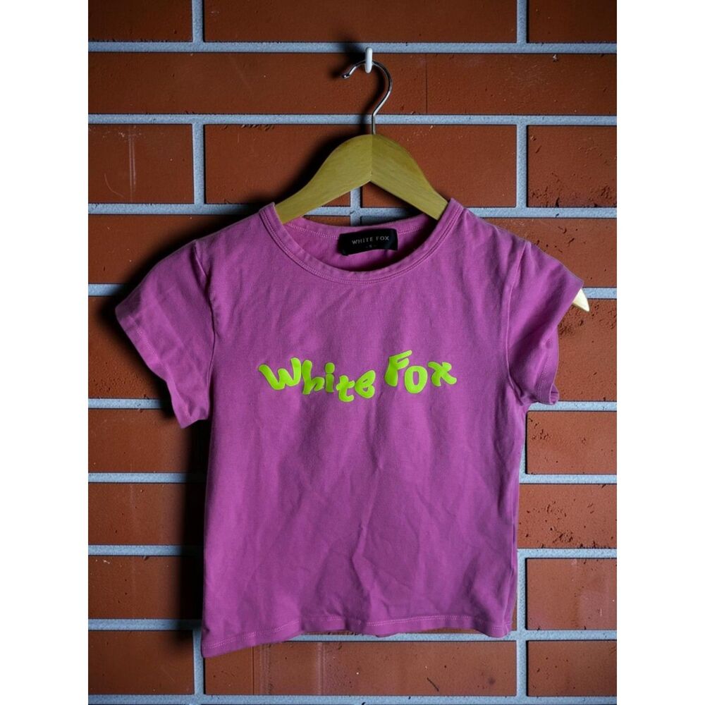 White Fox Women's Small Pink Graphic Tee Logo Short Sleeve T Shirt